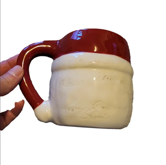 Santa Claus Ceramic Mugs - Red and White holds 24oz Set of Two - Picture 3 of 6